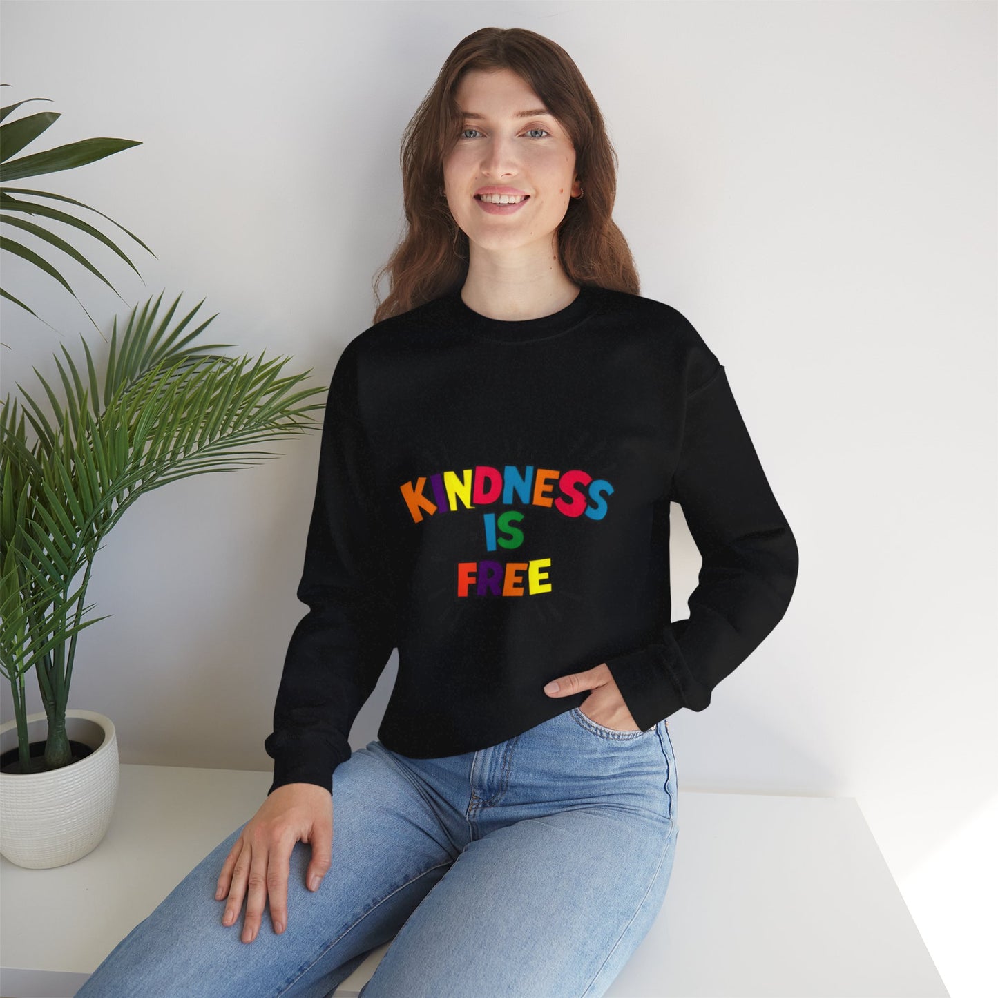 Colorful Kindness is Free Sweatshirt, Unisex Crewneck, Cozy Casual Wear, Gift for Friends, Positive Message Apparel
