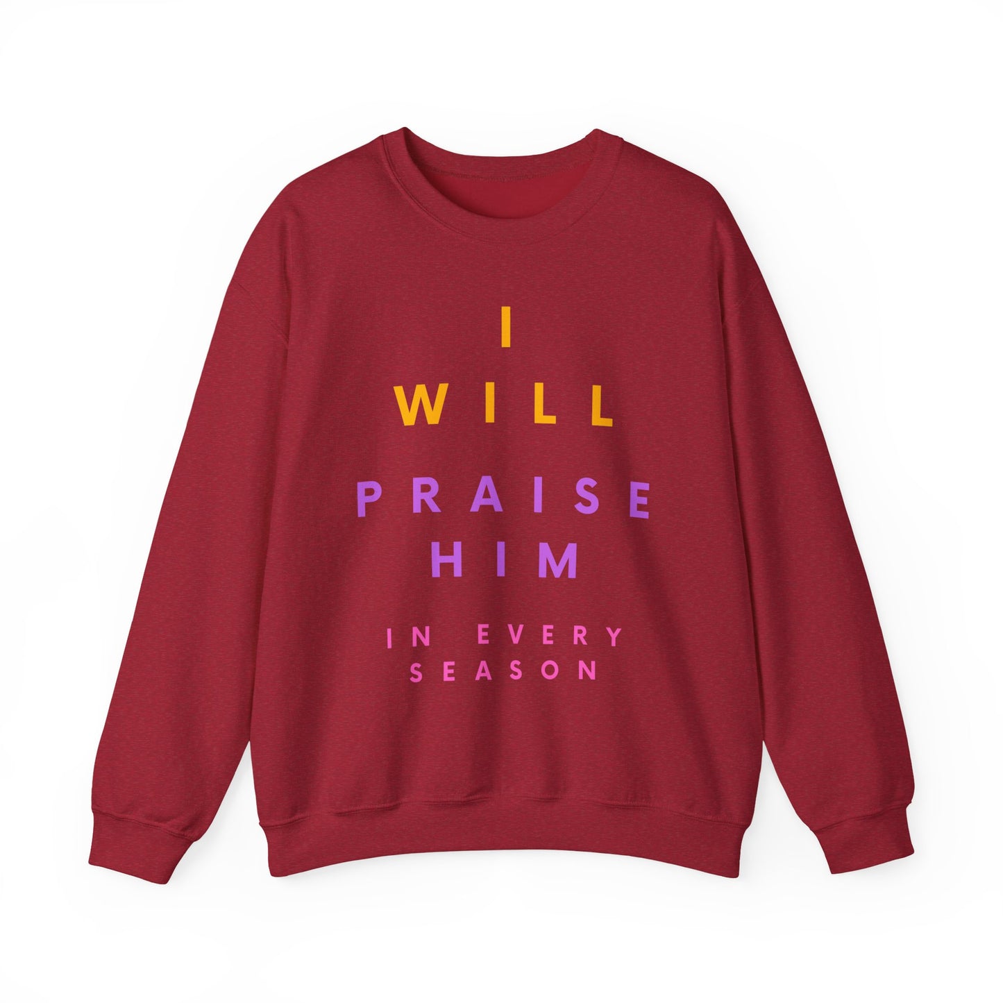 Inspirational Crewneck Sweatshirt - I Will Praise Him, Cozy Gift, Faith-Based Apparel, Everyday Comfort, Religious Sweatshirt