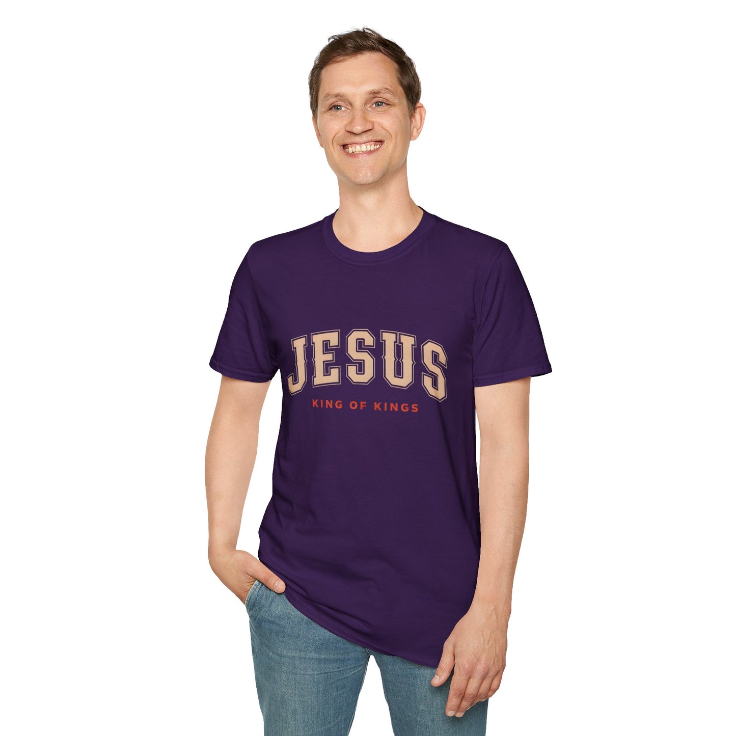 Faith-Inspired Unisex Softstyle T-Shirt - Jesus King of Kings, Christian Apparel, Gift for Believers, Biblical T-Shirt, Religious Fashion