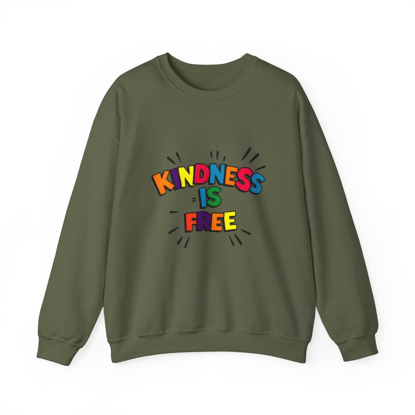Colorful Kindness is Free Sweatshirt, Unisex Crewneck, Cozy Casual Wear, Gift for Friends, Positive Message Apparel