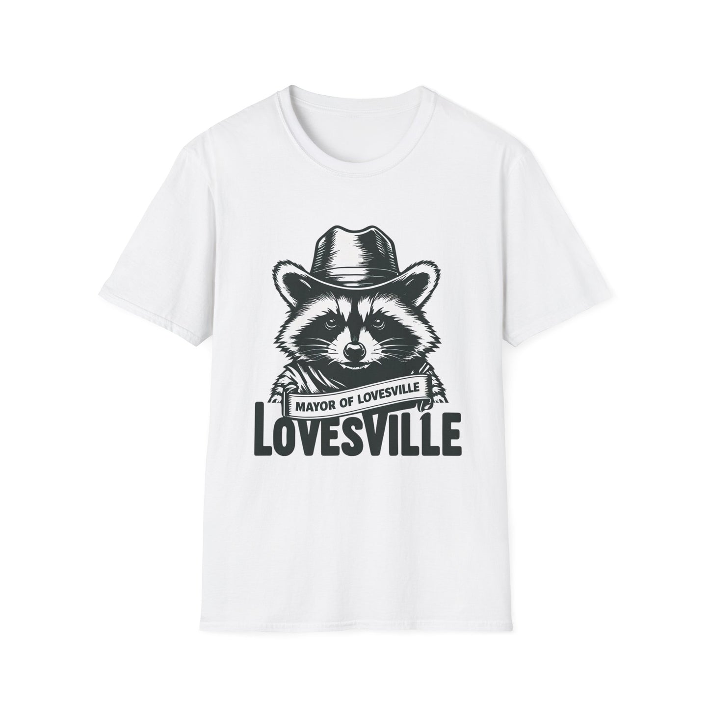 Raccoon Mayor T-Shirt, Funny Animal Tee, Gifts for Animal Lovers, Casual Wear, Unisex Softstyle Shirt