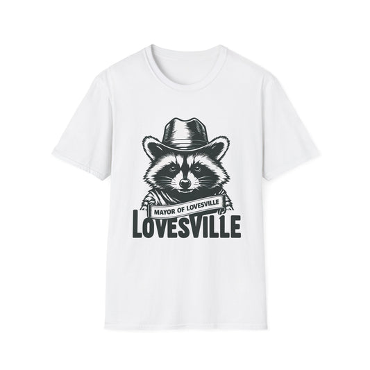 Raccoon Mayor T-Shirt, Funny Animal Tee, Gifts for Animal Lovers, Casual Wear, Unisex Softstyle Shirt