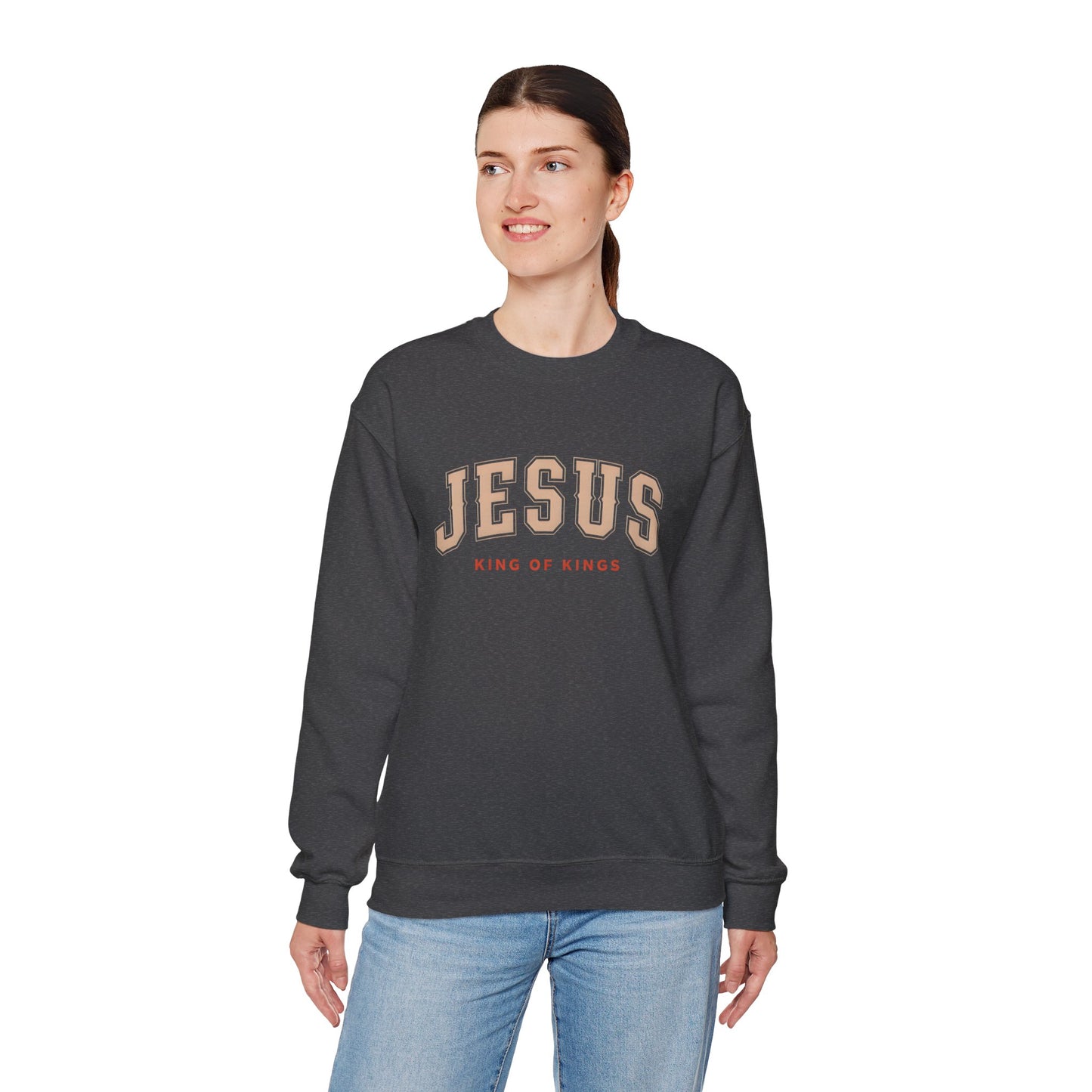 Jesus Crewneck Sweatshirt, Religious Apparel, Christian Gift, Cozy Unisex Sweatshirt, Faith-Based Wardrobe, King of Kings Fashion