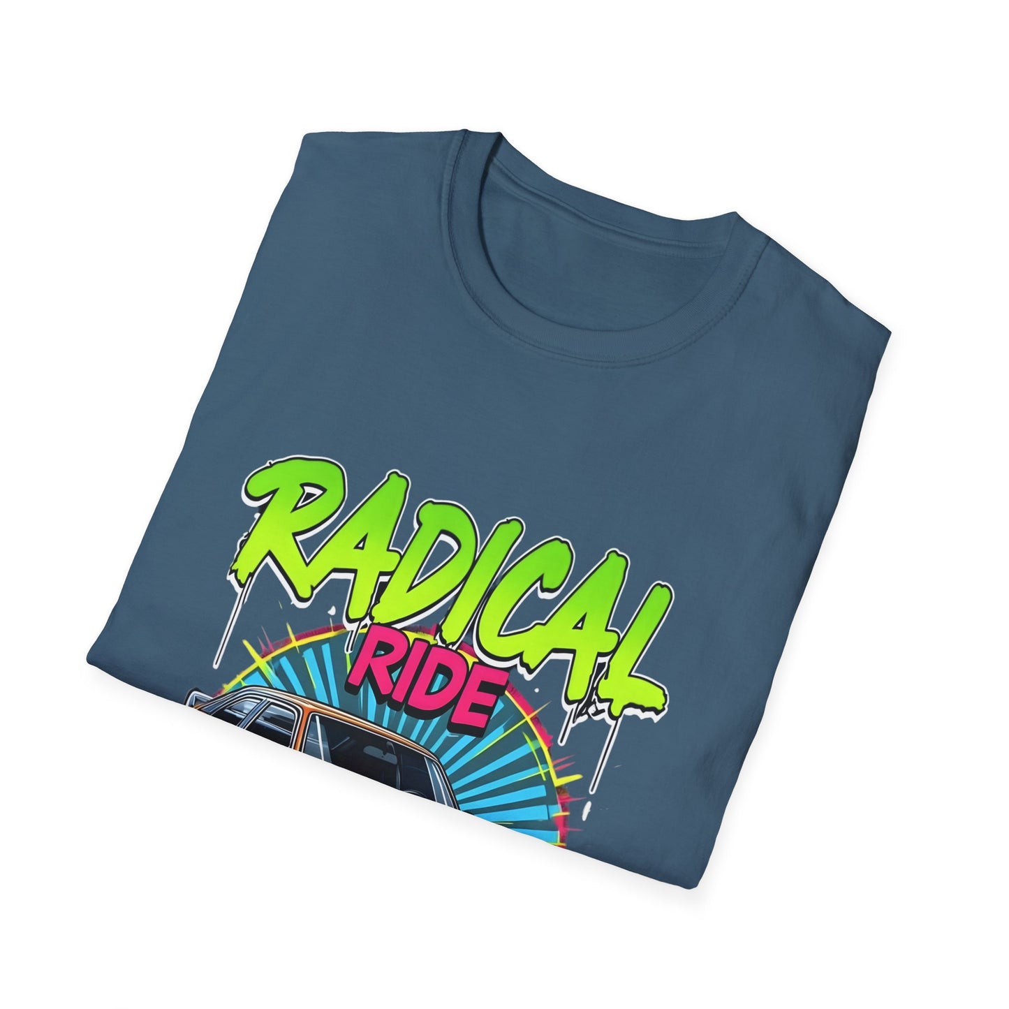 Retro Car T-Shirt, Unisex Softstyle Tee, Radical Ride Graphic Tee, Vintage Auto Apparel, Gift for Car Enthusiasts