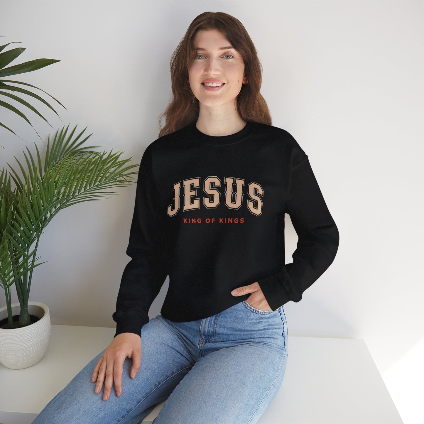 Jesus Crewneck Sweatshirt, Religious Apparel, Christian Gift, Cozy Unisex Sweatshirt, Faith-Based Wardrobe, King of Kings Fashion