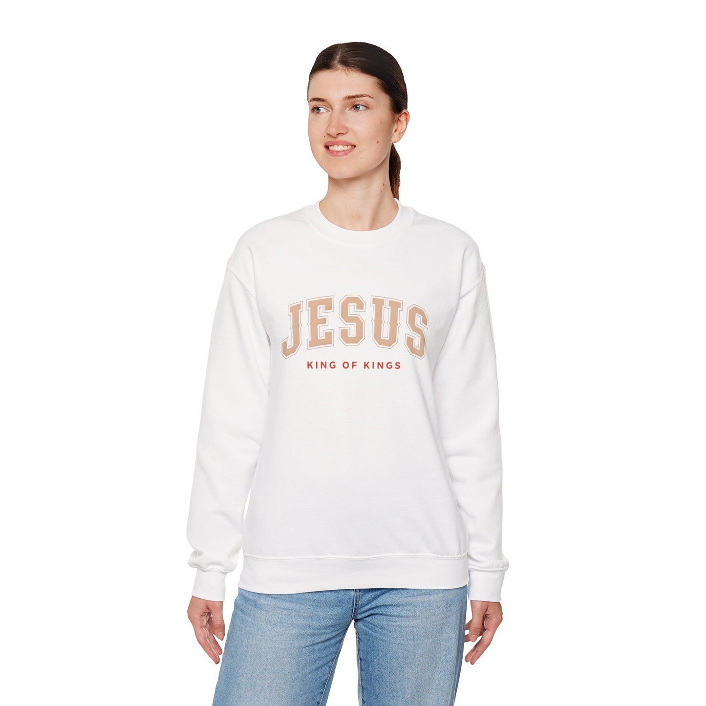 Jesus Crewneck Sweatshirt, Religious Apparel, Christian Gift, Cozy Unisex Sweatshirt, Faith-Based Wardrobe, King of Kings Fashion