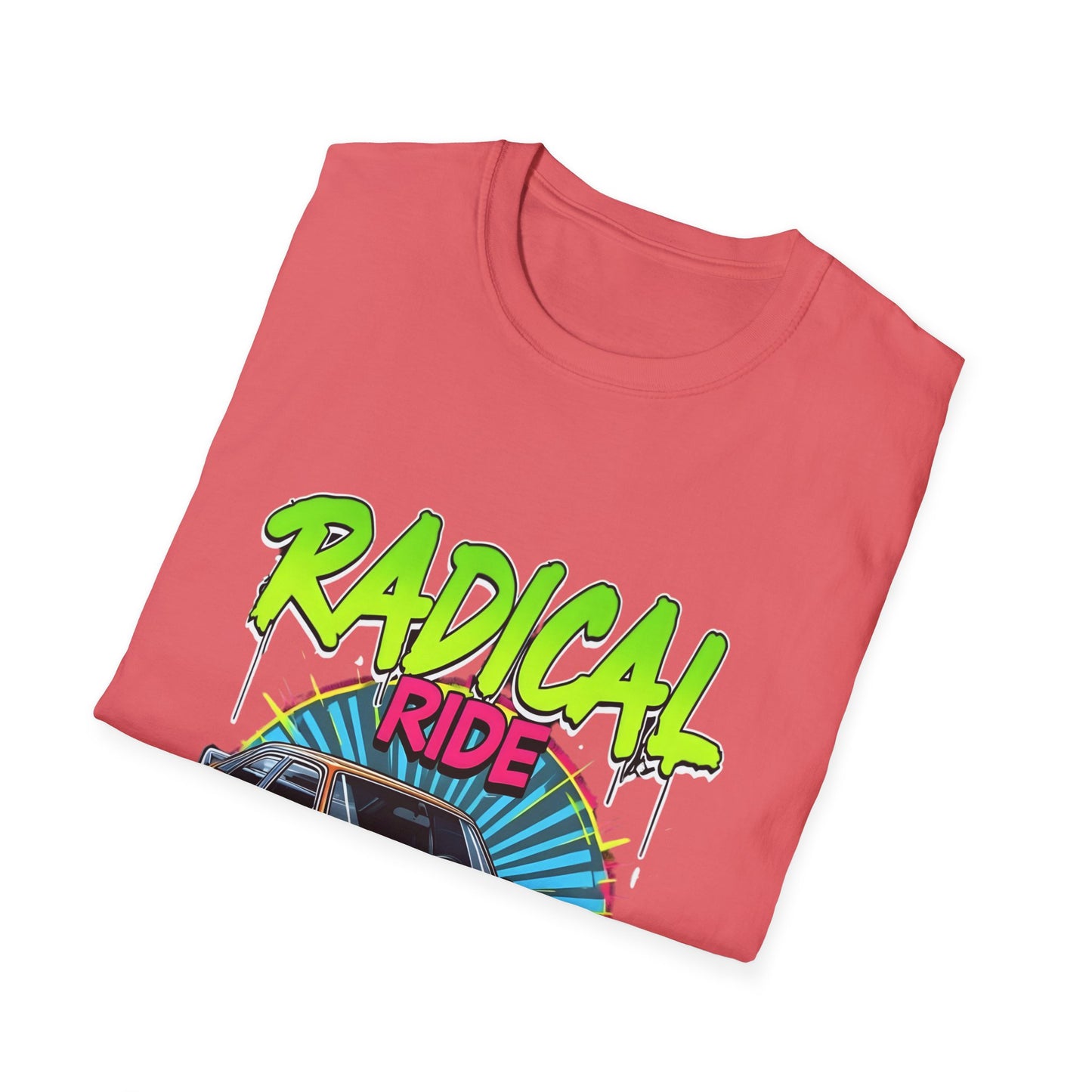 Retro Car T-Shirt, Unisex Softstyle Tee, Radical Ride Graphic Tee, Vintage Auto Apparel, Gift for Car Enthusiasts
