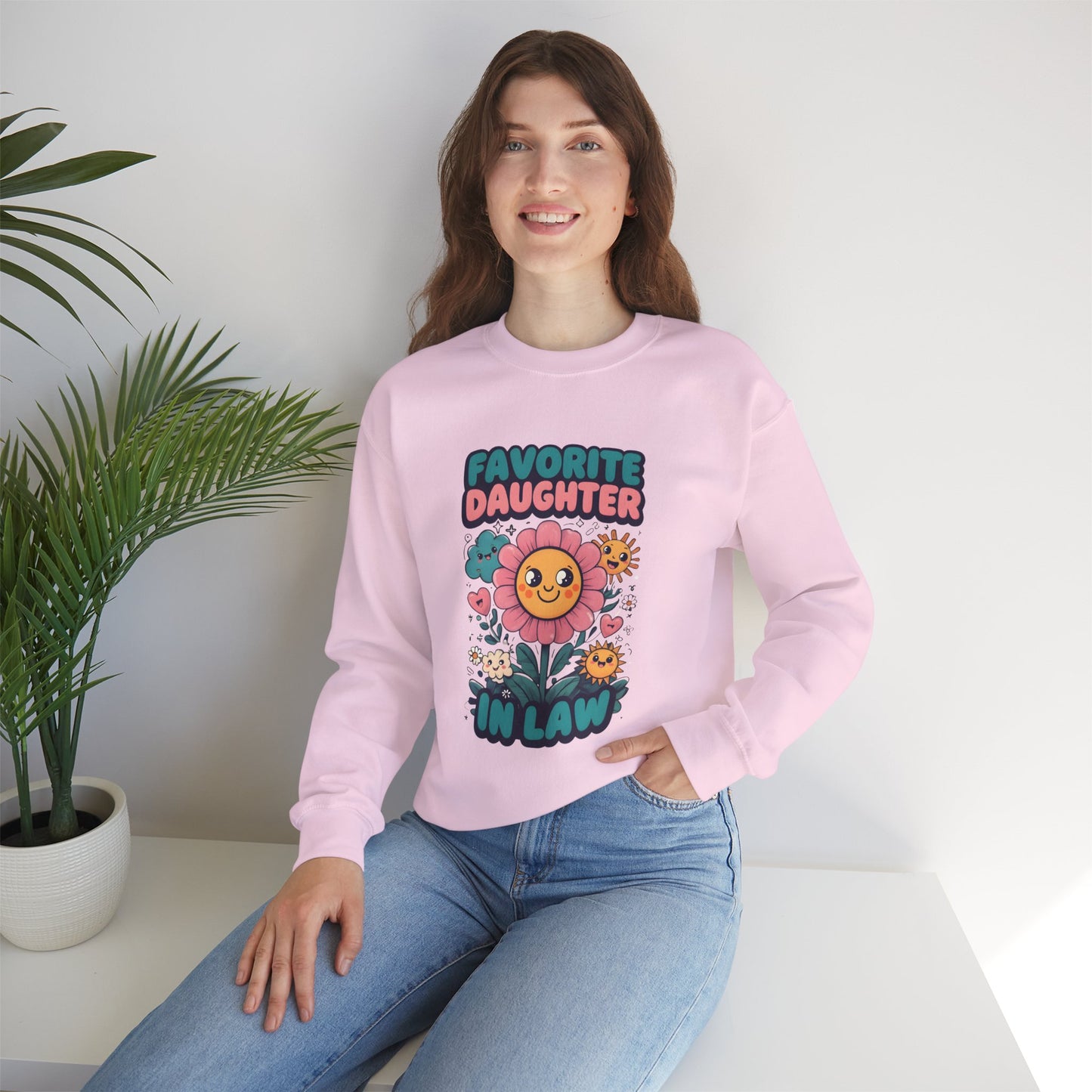 Favorite Daughter in Law Sweatshirt, Gift for Daughter in Law, Floral Crewneck, Cozy Sweatshirt, Birthday Gift, Mother’s Day Gift