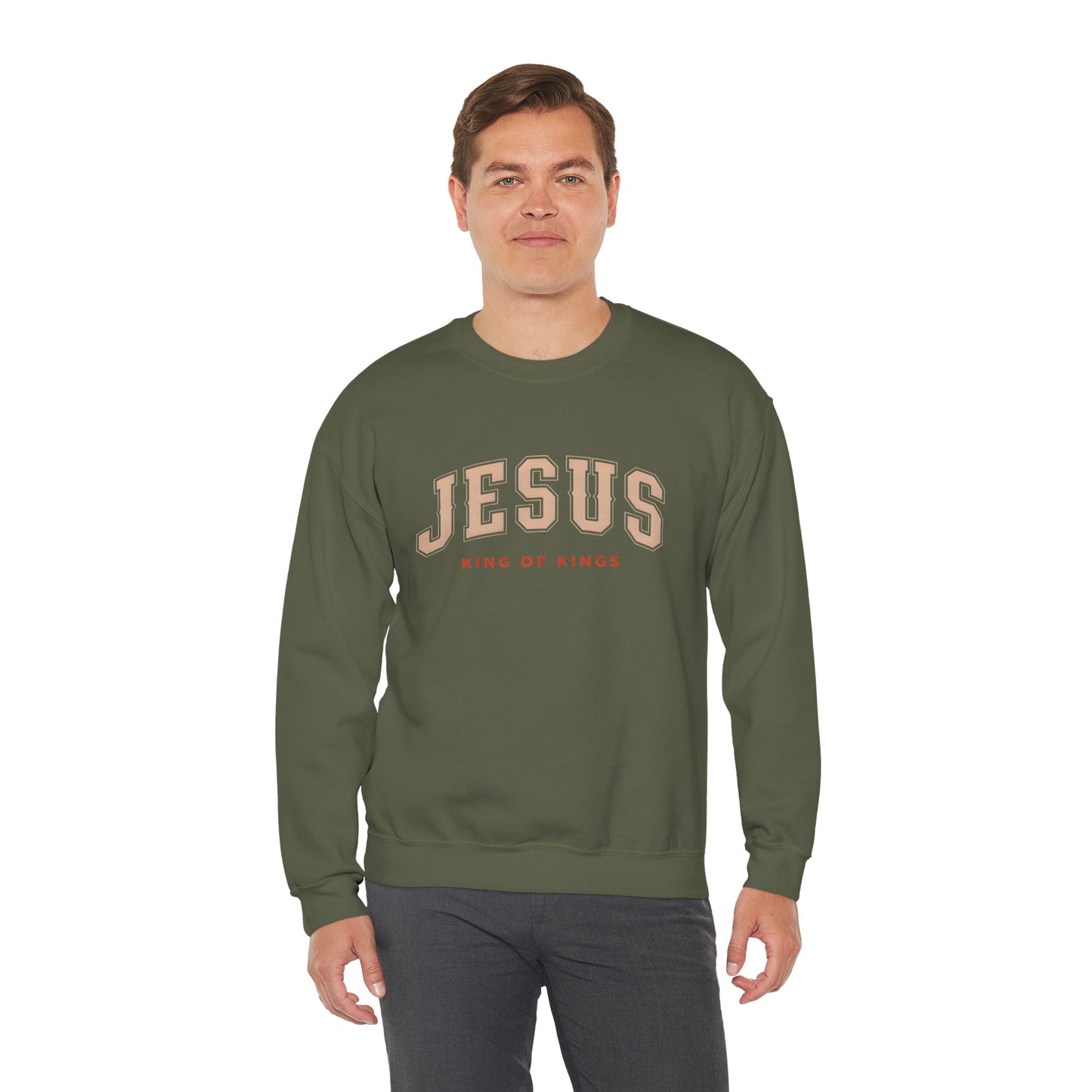 Jesus Crewneck Sweatshirt, Religious Apparel, Christian Gift, Cozy Unisex Sweatshirt, Faith-Based Wardrobe, King of Kings Fashion