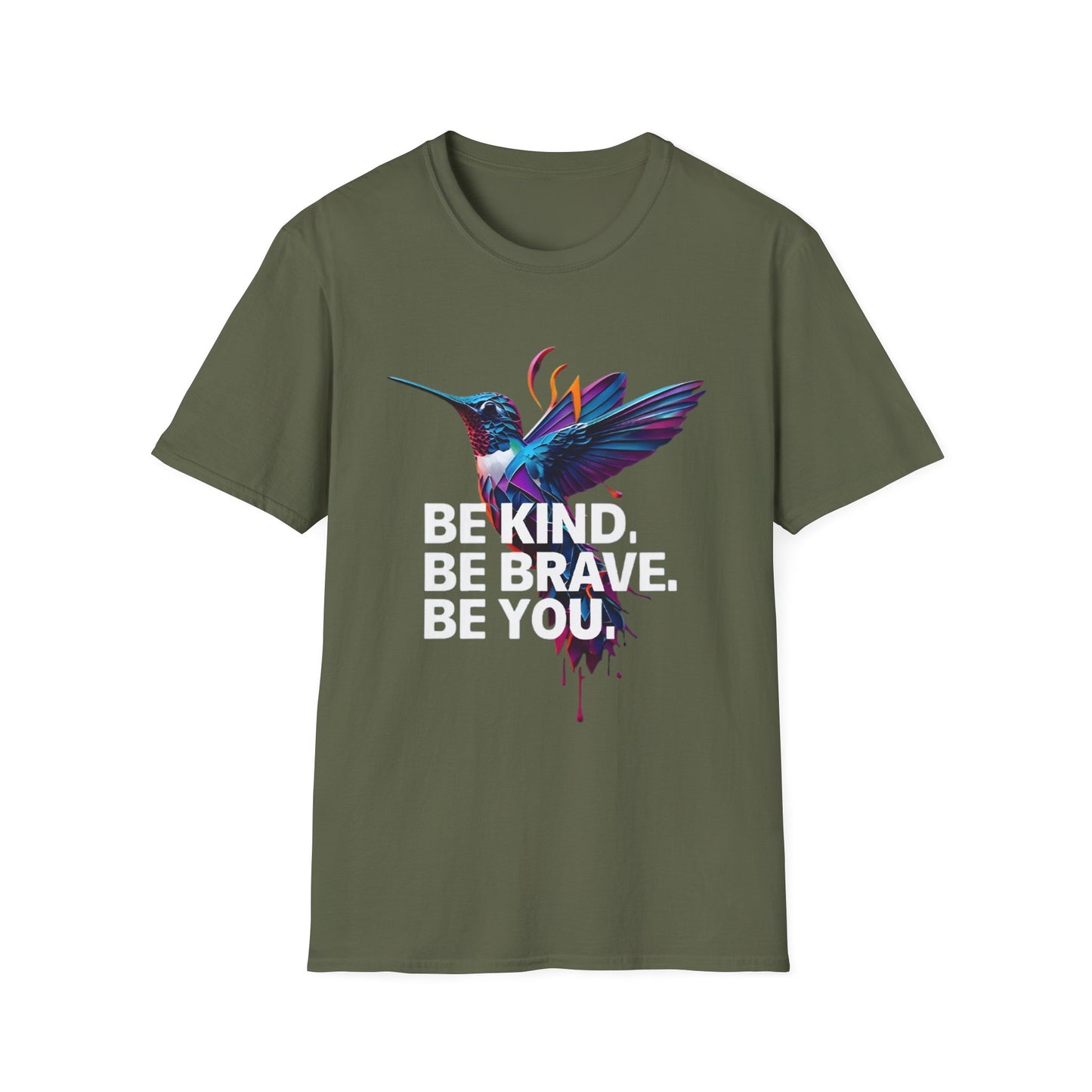 Vibrant Hummingbird T-Shirt, Unisex Softstyle Tee, Colorful Nature Apparel, Eco-Friendly Gift, Casual Wear, Art-Inspired Clothing