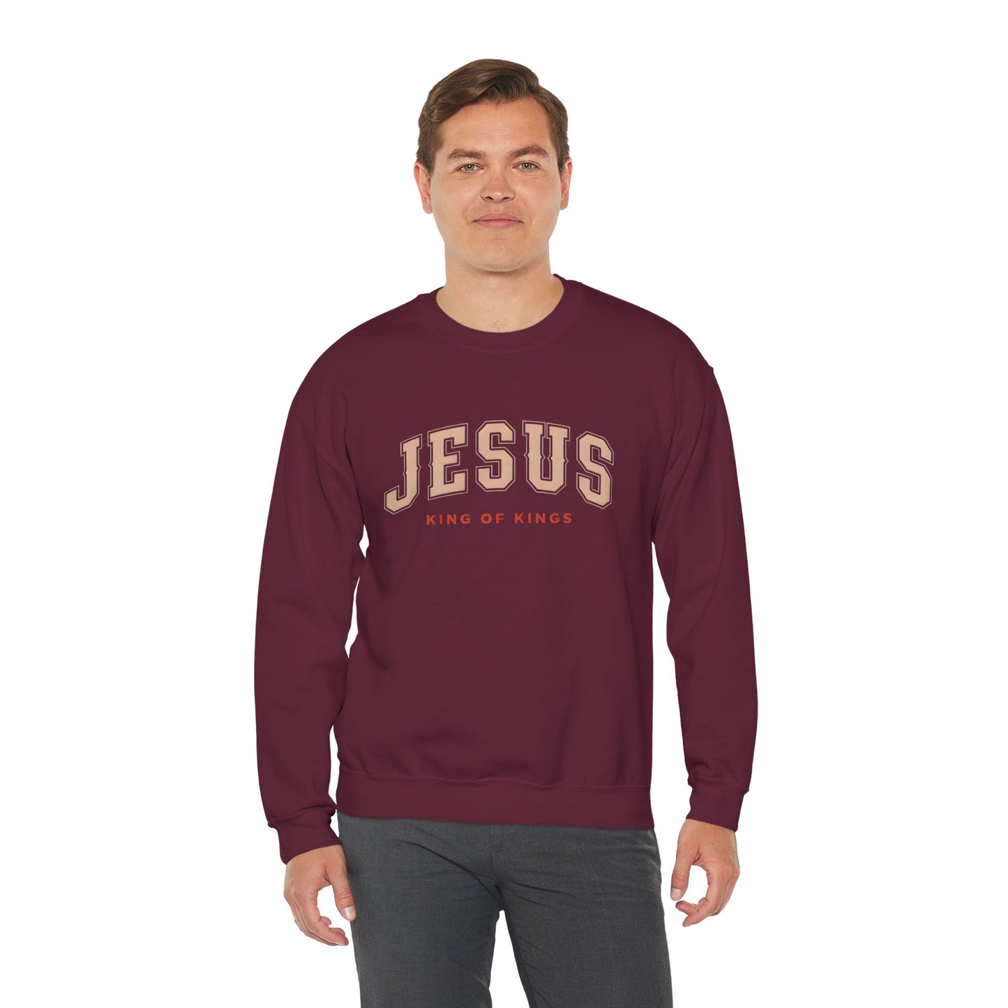 Jesus Crewneck Sweatshirt, Religious Apparel, Christian Gift, Cozy Unisex Sweatshirt, Faith-Based Wardrobe, King of Kings Fashion