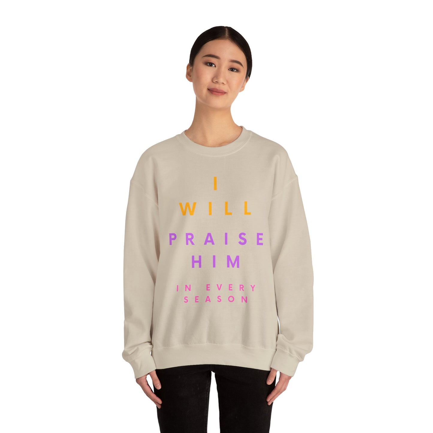 Inspirational Crewneck Sweatshirt - I Will Praise Him, Cozy Gift, Faith-Based Apparel, Everyday Comfort, Religious Sweatshirt