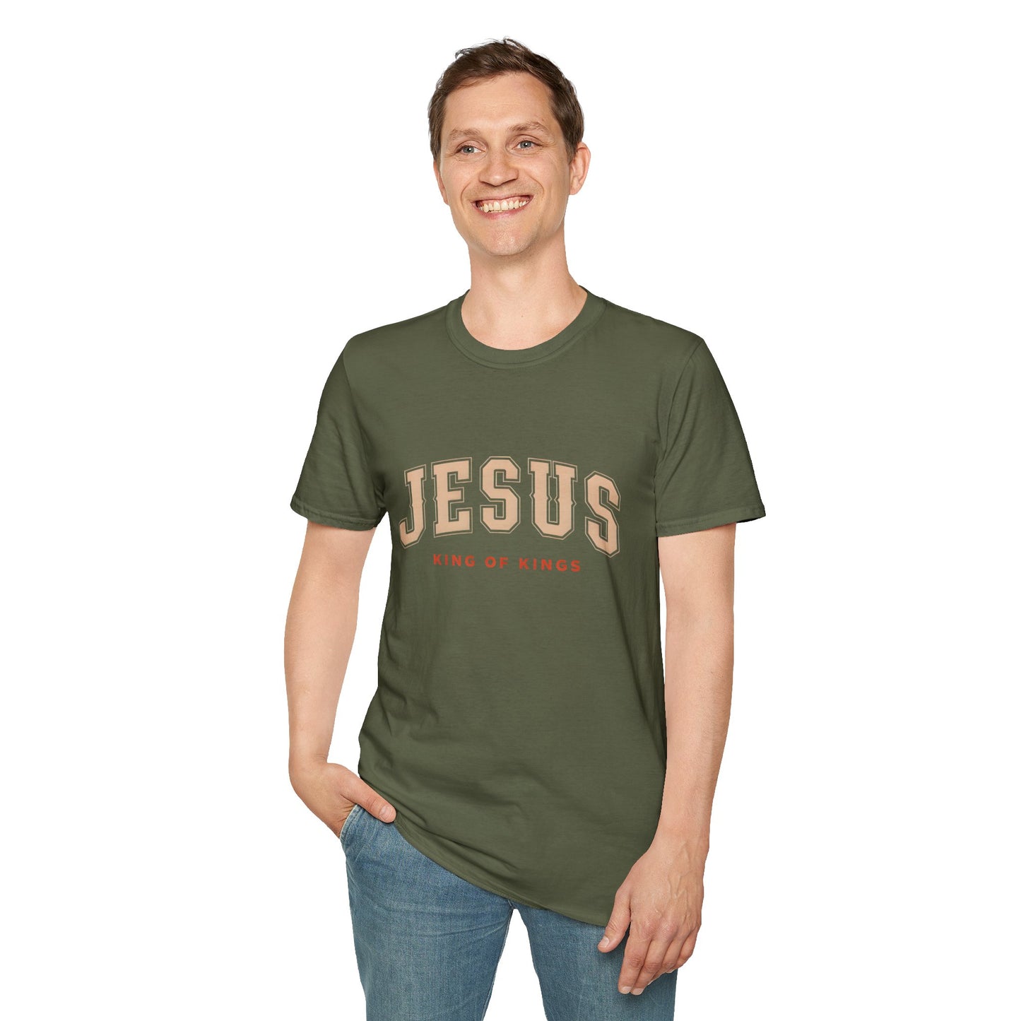 Faith-Inspired Unisex Softstyle T-Shirt - Jesus King of Kings, Christian Apparel, Gift for Believers, Biblical T-Shirt, Religious Fashion