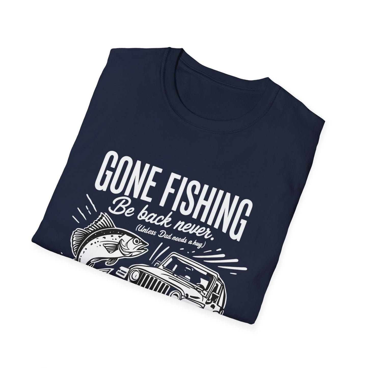 Gone Fishing Unisex Softstyle T-Shirt, Fun Fishing Tee, Outdoor Adventure Shirt, Gift for Fisherman, Casual Travel Wear