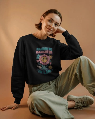 Favorite Daughter in Law Sweatshirt, Gift for Daughter in Law, Floral Crewneck, Cozy Sweatshirt, Birthday Gift, Mother’s Day Gift
