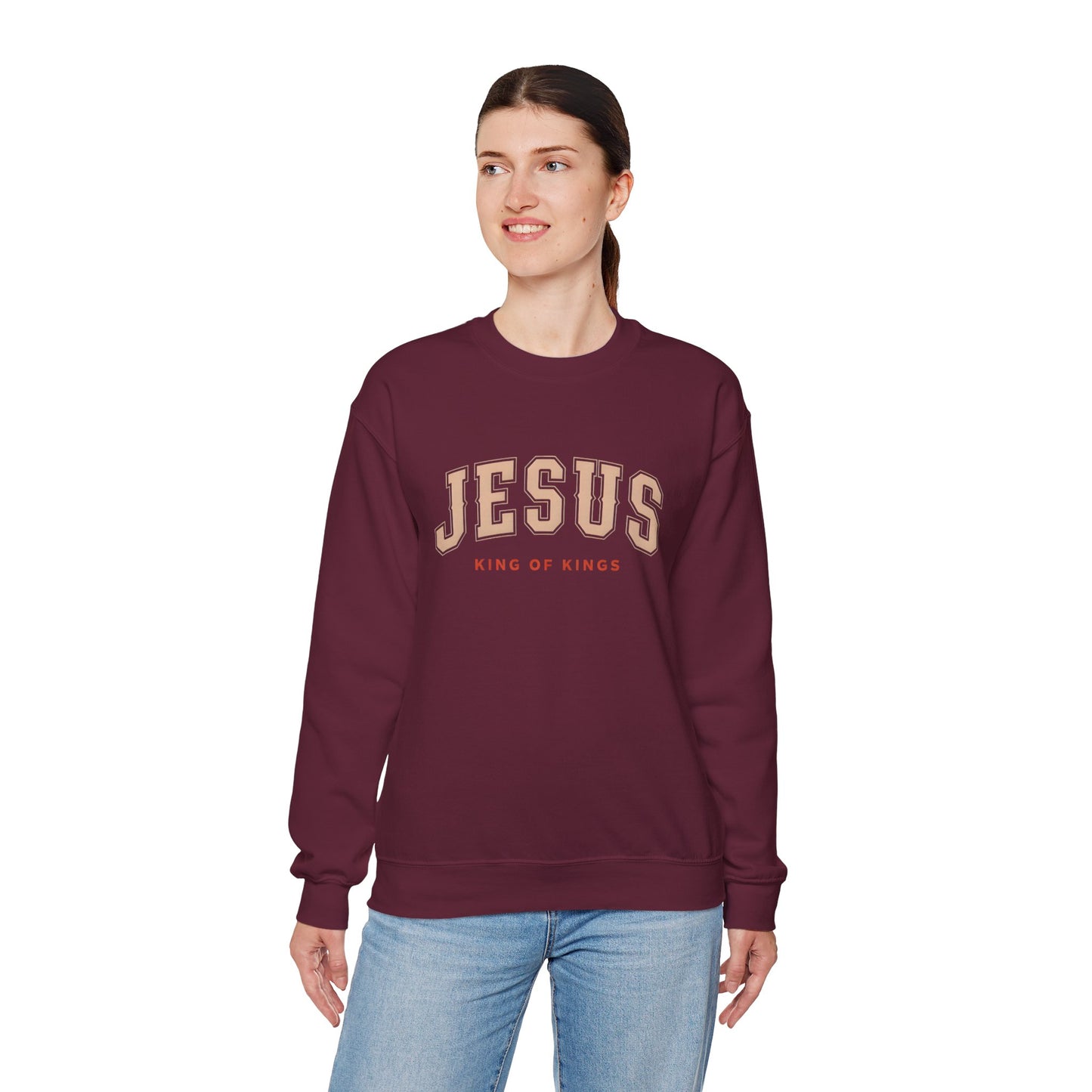 Jesus Crewneck Sweatshirt, Religious Apparel, Christian Gift, Cozy Unisex Sweatshirt, Faith-Based Wardrobe, King of Kings Fashion