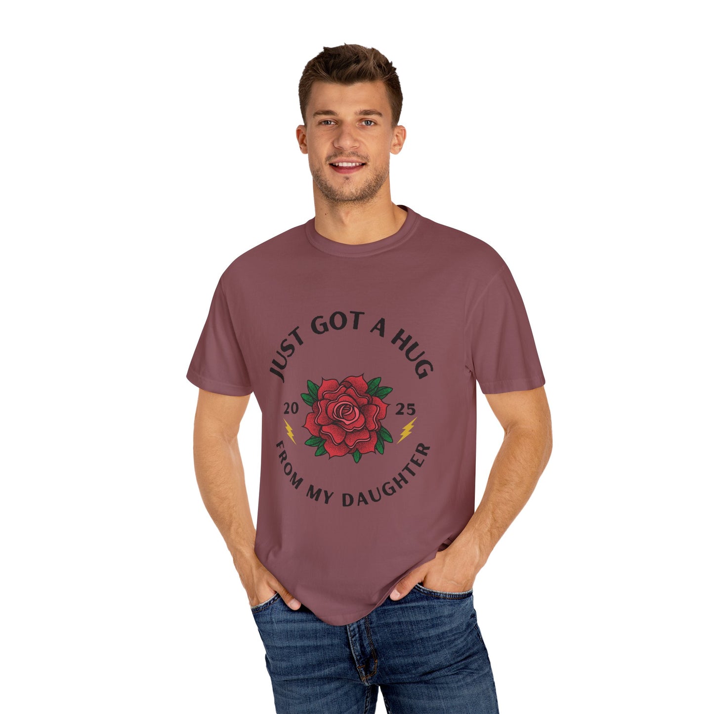 Heartfelt Rose T-Shirt - Just Got a Hug from My Daughter | Unisex Gift for Moms, Birthdays, Anniversaries, Family Events, Love