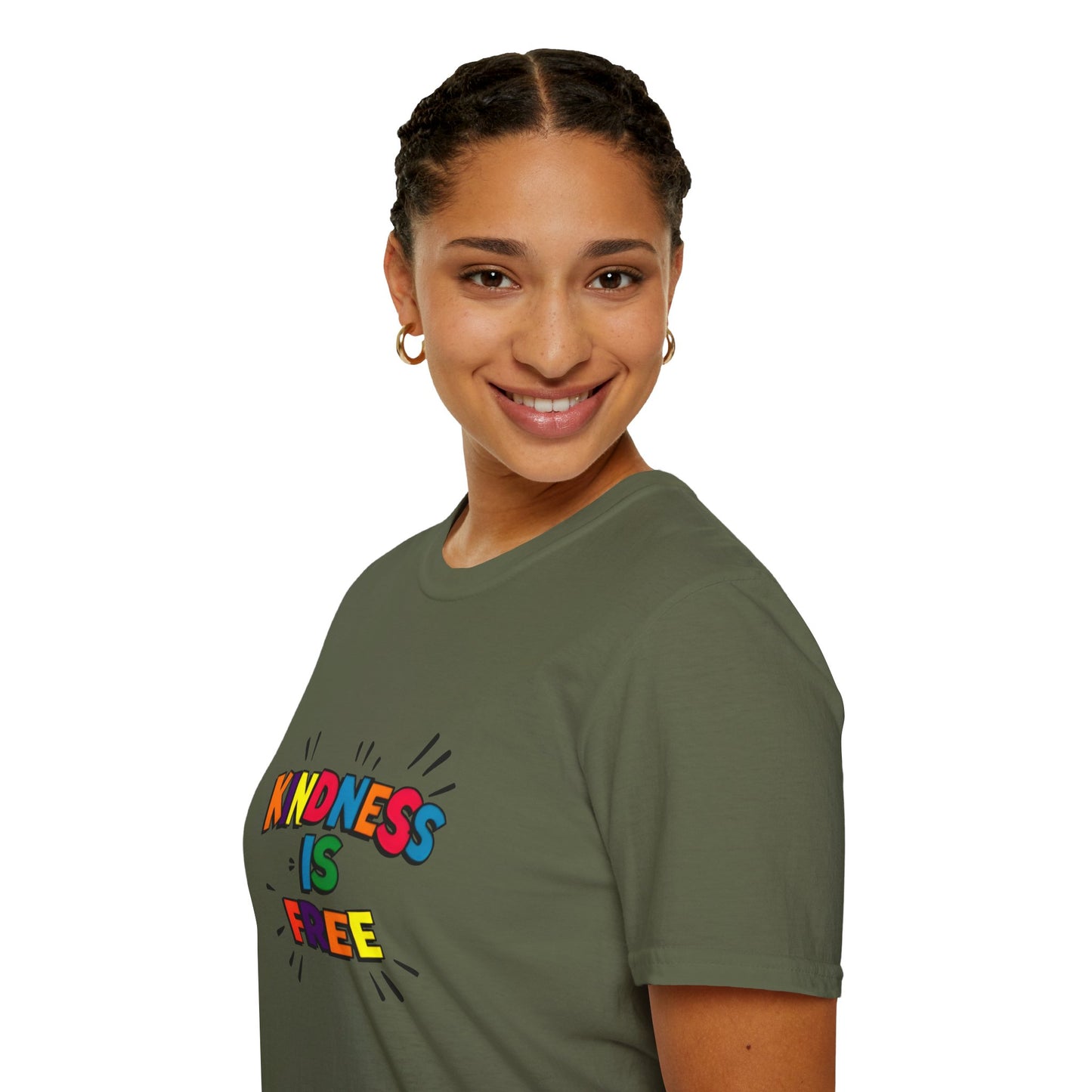 Kindness Is Free Unisex Softstyle T-Shirt | Inspirational Graphic Tee for Everyday Wear, Gifts, and Casual Outfits | Positive Vibes Apparel