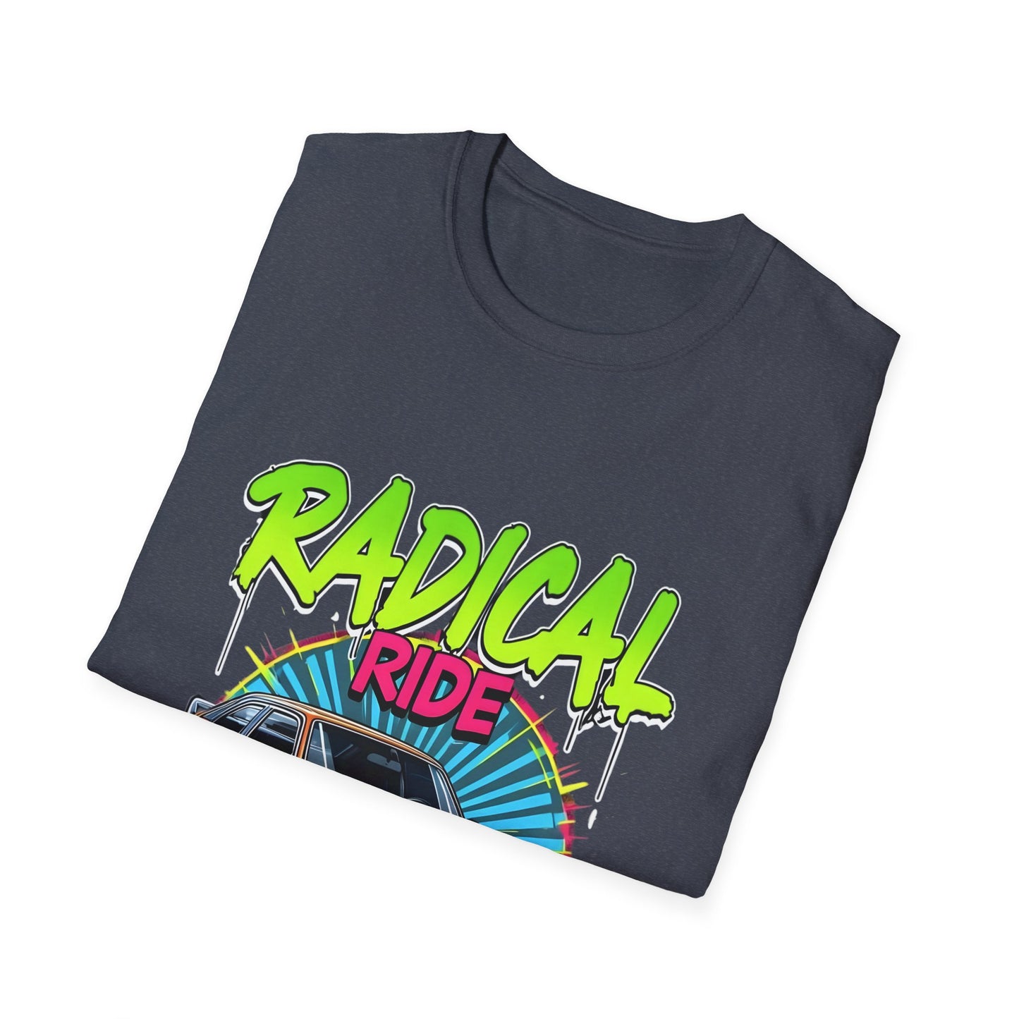 Retro Car T-Shirt, Unisex Softstyle Tee, Radical Ride Graphic Tee, Vintage Auto Apparel, Gift for Car Enthusiasts