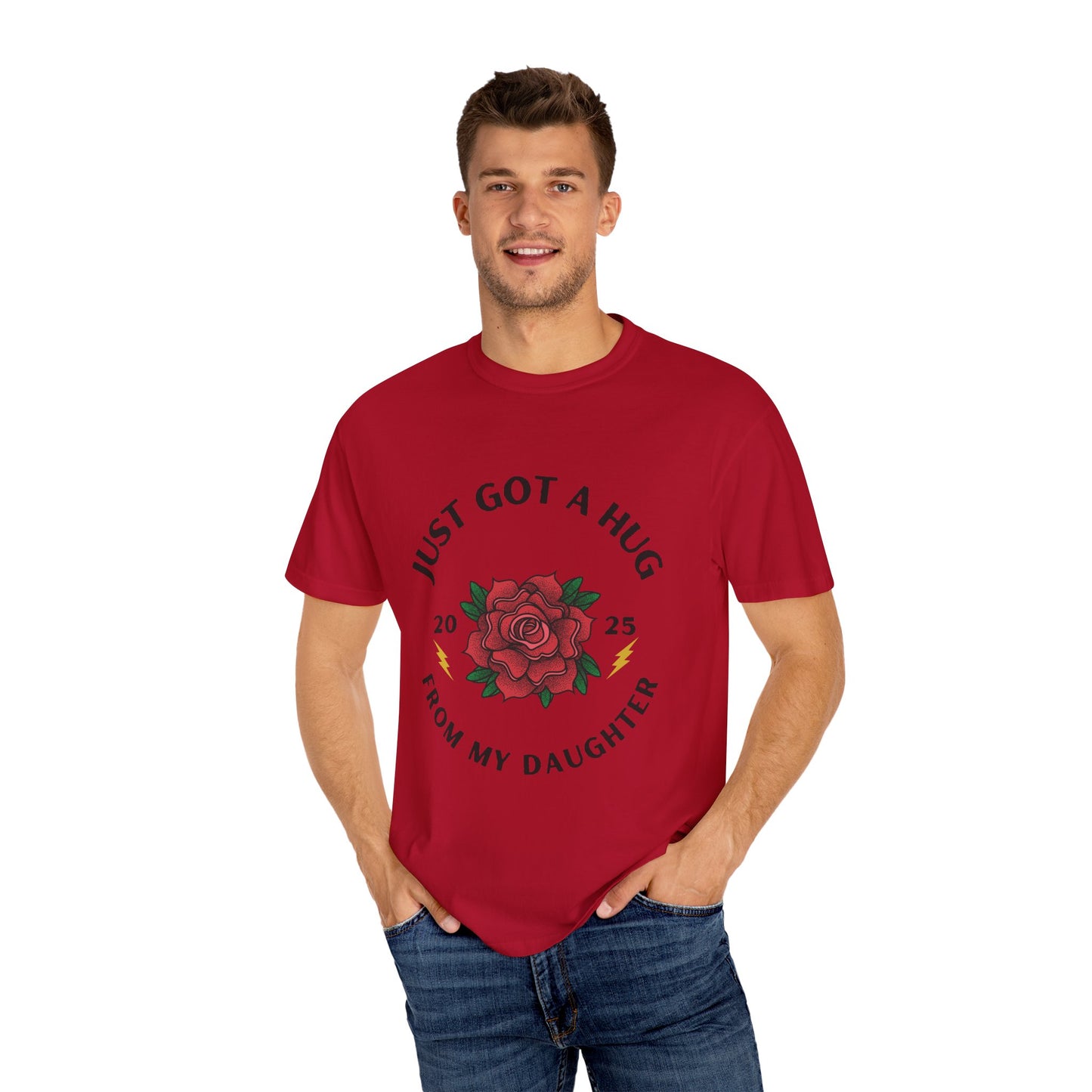 Heartfelt Rose T-Shirt - Just Got a Hug from My Daughter | Unisex Gift for Moms, Birthdays, Anniversaries, Family Events, Love