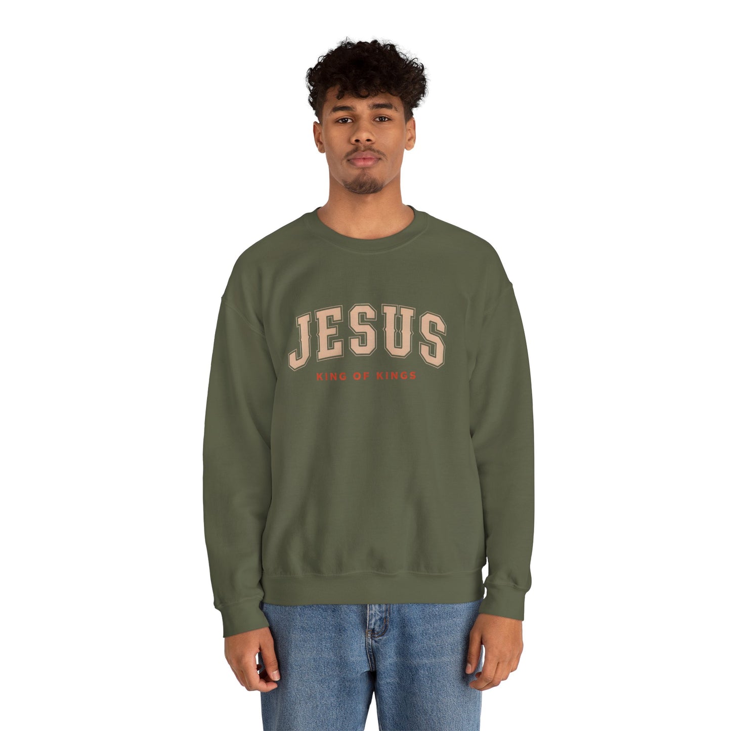 Jesus Crewneck Sweatshirt, Religious Apparel, Christian Gift, Cozy Unisex Sweatshirt, Faith-Based Wardrobe, King of Kings Fashion