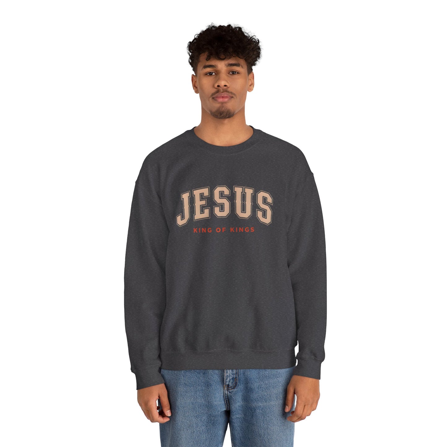 Jesus Crewneck Sweatshirt, Religious Apparel, Christian Gift, Cozy Unisex Sweatshirt, Faith-Based Wardrobe, King of Kings Fashion