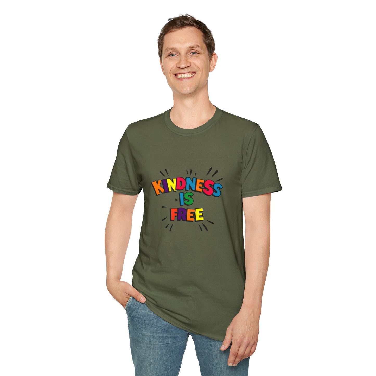 Kindness Is Free Unisex Softstyle T-Shirt | Inspirational Graphic Tee for Everyday Wear, Gifts, and Casual Outfits | Positive Vibes Apparel