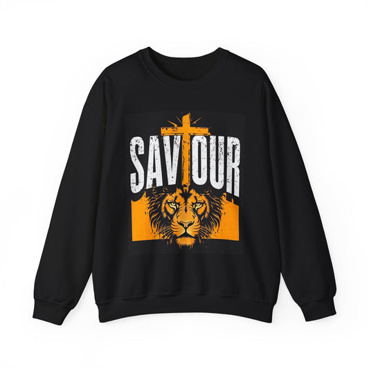 Saviour Lion Crewneck Sweatshirt, Christian Sweatshirt, Cozy Religious Apparel, Faith-Based Gift, Unique Christian Gift Ideas